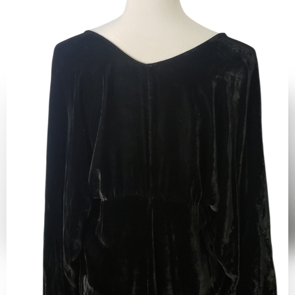Women's Black Velvet Square Neck High Low Maxi Dress Witchy Goth Victorian - Picture 8 of 13